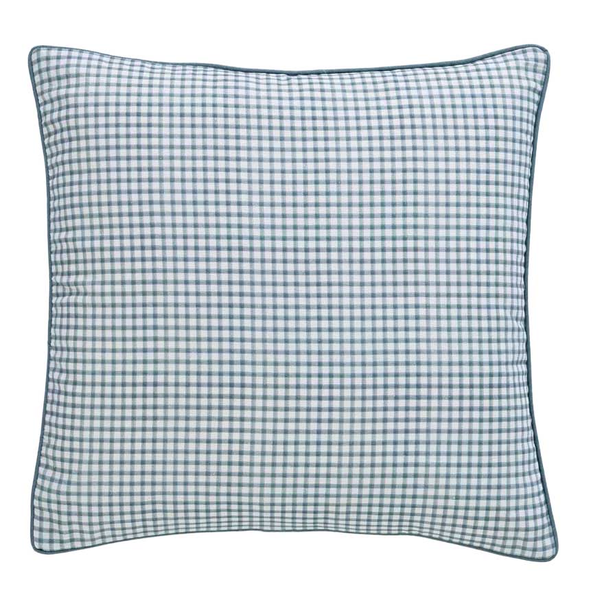 MM Linen Gingham Blue Cushion 50x50